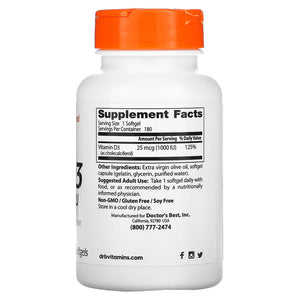 *Dr's Best Vitamin D3 1000iu 180's