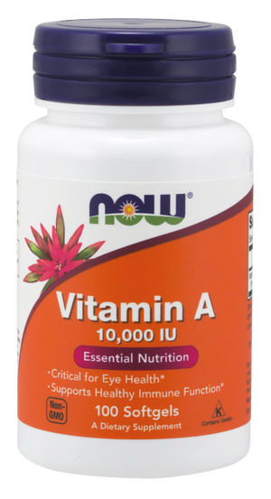 NOW Vitamin A, 10,000IU Softgels 100