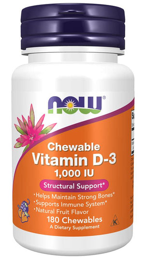 NOW Vitamin D-3 Fruit 1000iu 180 chewables